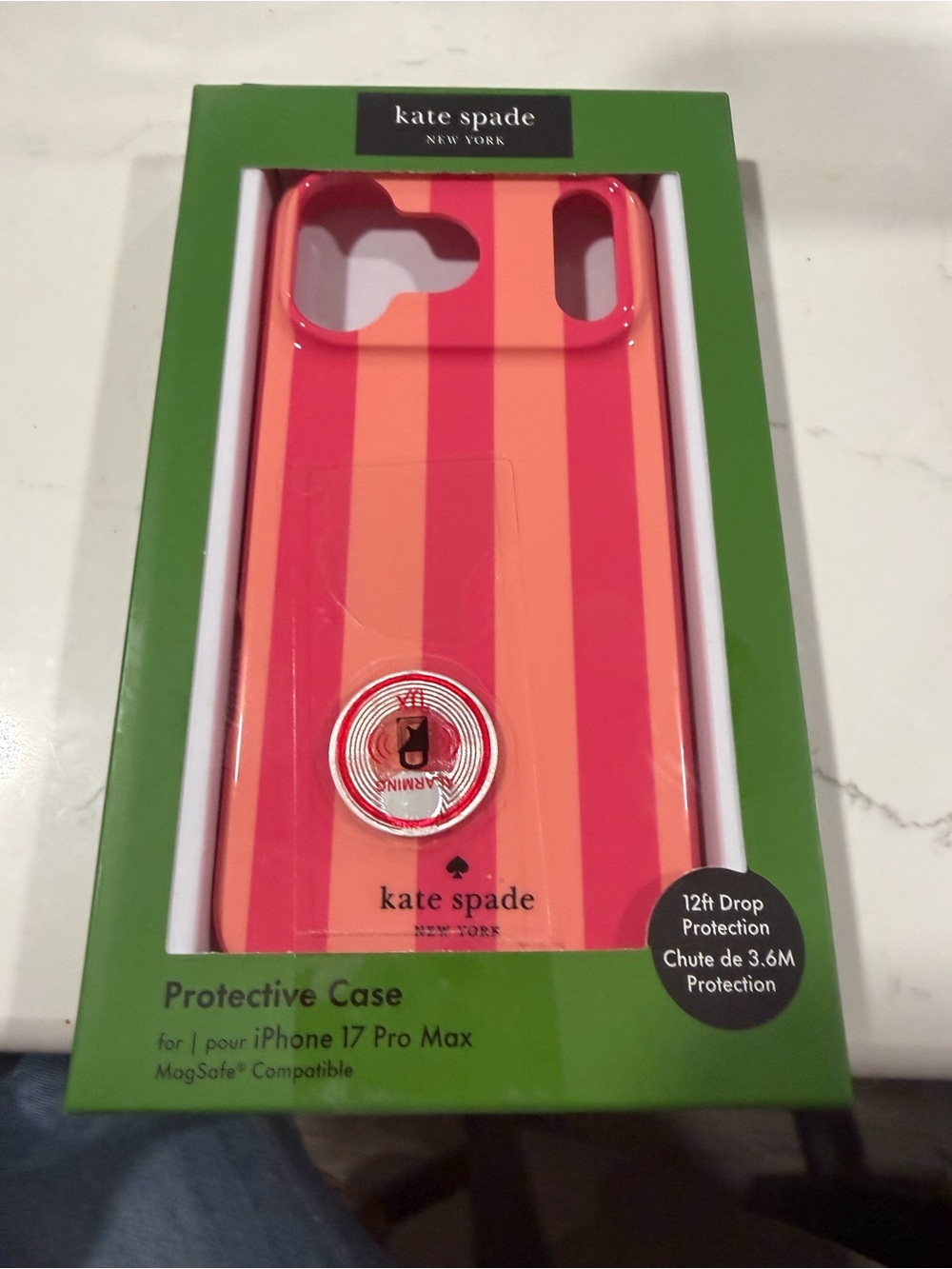 kate spade Striped Pink and Coral iPhone 17 Pro Max Case